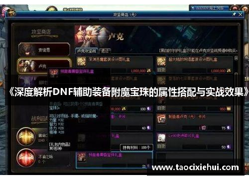 《深度解析DNF辅助装备附魔宝珠的属性搭配与实战效果》